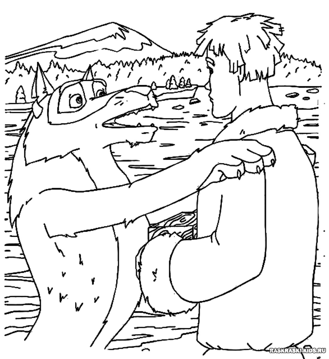 Раскраска по сказке Иван Царевич и серый волк