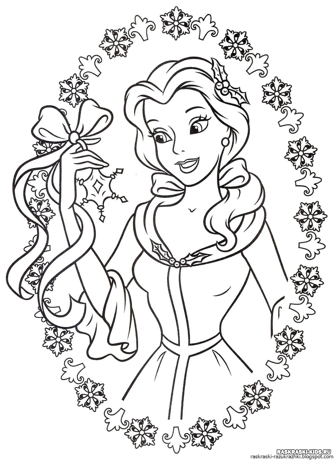 Раскраска для девочек принцессы Бель