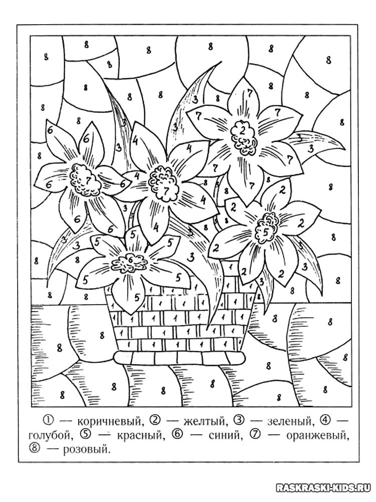 Картинки раскраски по номерам для детей 5 7 лет распечатать