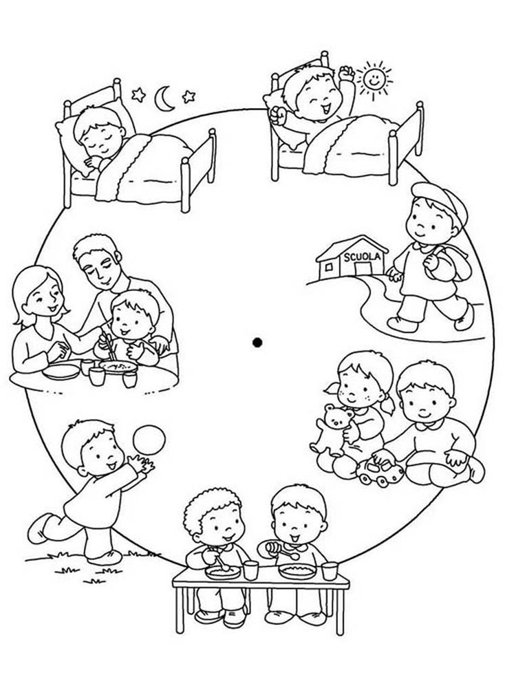 Распорядок дня в картинках для дошкольников распечатать