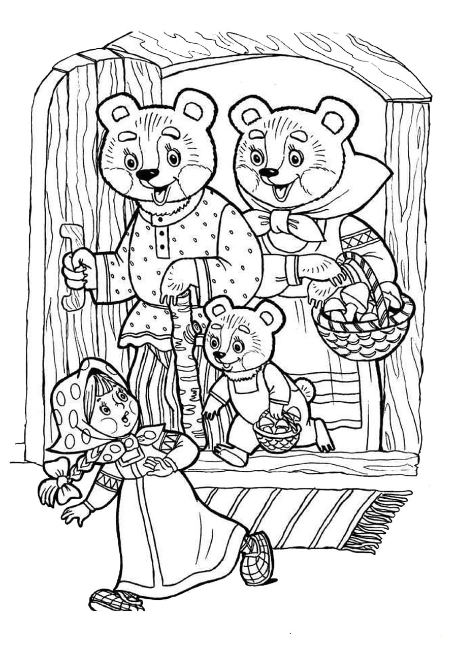 Раскраска. Три медведя
